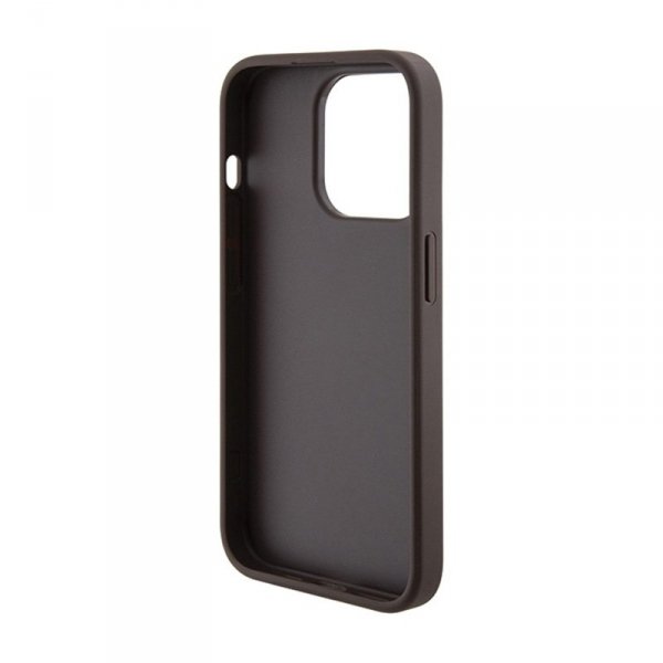 Guess Grip Stand 4G Triangle Strass Logo - Etui iPhone 15 Pro (brązowy)