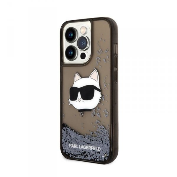 Karl Lagerfeld Liquid Glitter NFT Choupette Head - Etui iPhone 14 Pro (czarny)