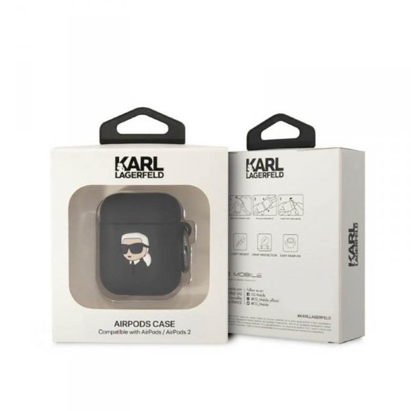 Karl Lagerfeld Silicone NFT Karl Head 3D - Etui AirPods 1/2 gen (czarny)