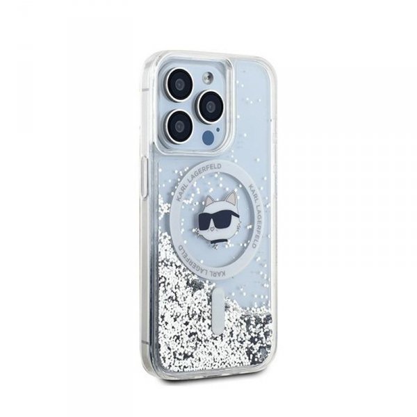 Karl Lagerfeld Liquid Glitter Choupette Head MagSafe - Etui iPhone 15 Pro Max (przezroczysty)