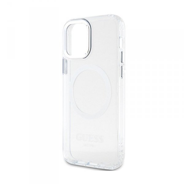 Guess Metal Outline MagSafe - Etui iPhone 12 / iPhone 12 Pro (przezroczysty / srebrny)