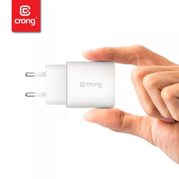 Crong USB-C Travel Charger – Ładowarka sieciowa USB-C Power Delivery 20W (biały)