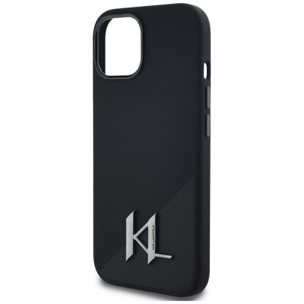 Karl Lagerfeld Silicone Shadow Metal Initial MagSafe - Etui do iPhone 15 (czarny)