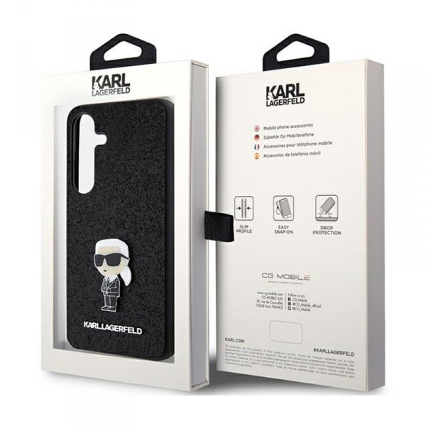 Karl Lagerfeld Fixed Glitter Ikonik Logo Metal Pin - Etui Samsung Galaxy S24 (czarny)