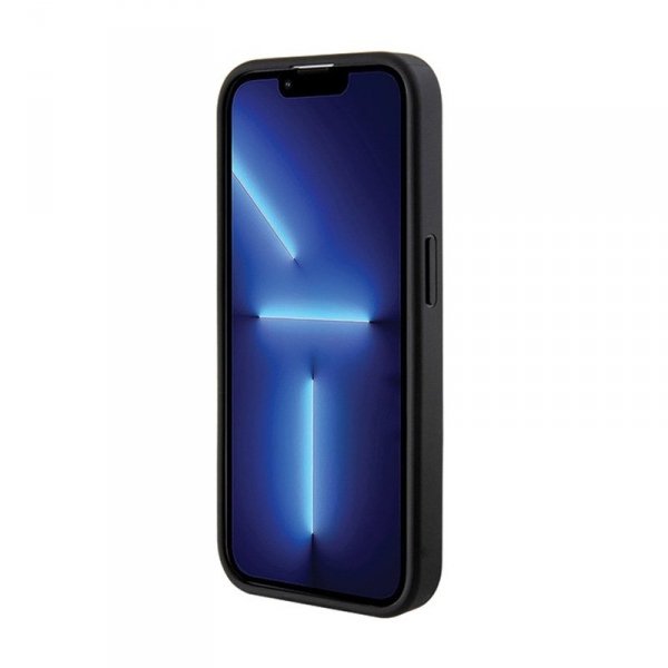 Guess Grip Stand 4G Saffiano Strass Logo - Etui iPhone 15 Pro (czarny)