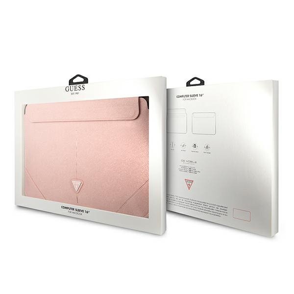 Guess Saffiano Triangle Logo Sleeve - Etui na notebooka 16&quot; (różowy)