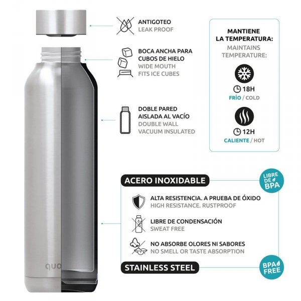 Quokka Solid - Butelka termiczna ze stali nierdzewnej 510 ml (Gray Bouquet)