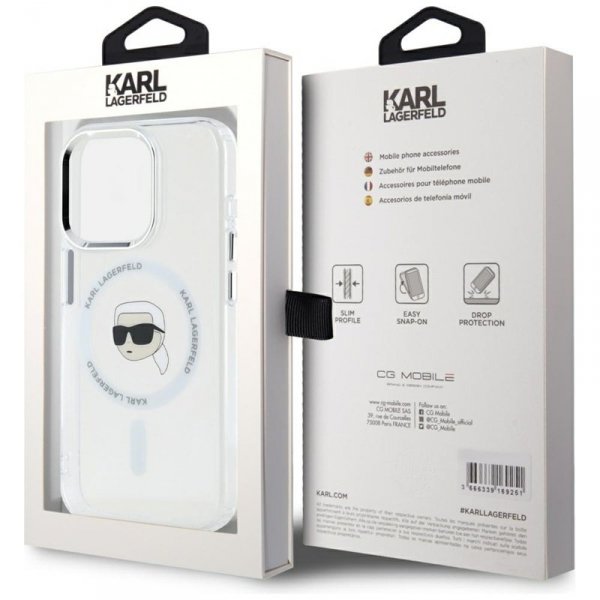 Karl Lagerfeld IML Metal Karl Head MagSafe - Etui do iPhone 15 Pro Max (biały)