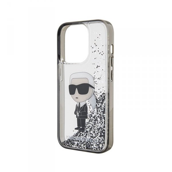 Karl Lagerfeld Liquid Glitter Ikonik - Etui iPhone 15 Pro (przezroczysty)