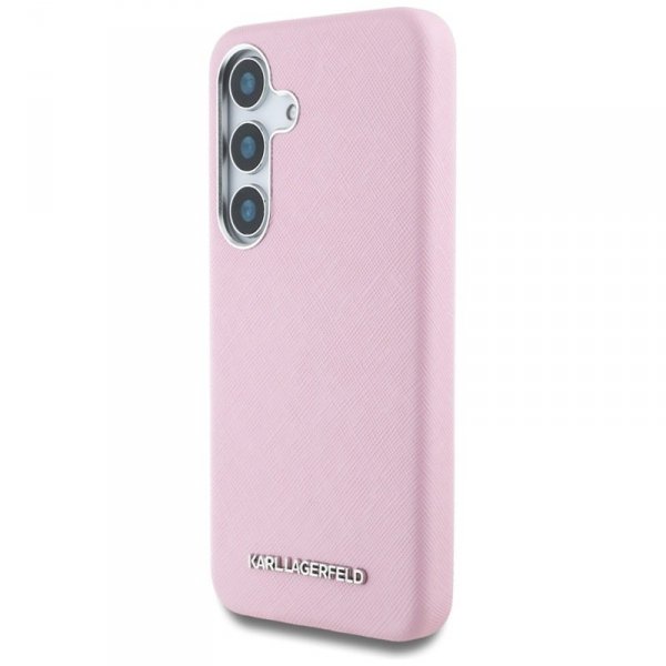 Karl Lagerfeld Saffiano Full Wrapped Elongated Metal Logo MagSafe - Etui do Samsung Galaxy S25+ (różowy)