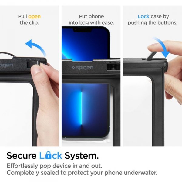 Spigen A601 Universal Waterproof Case - Etui do smartfonów do 6.9&quot; (Czarny)