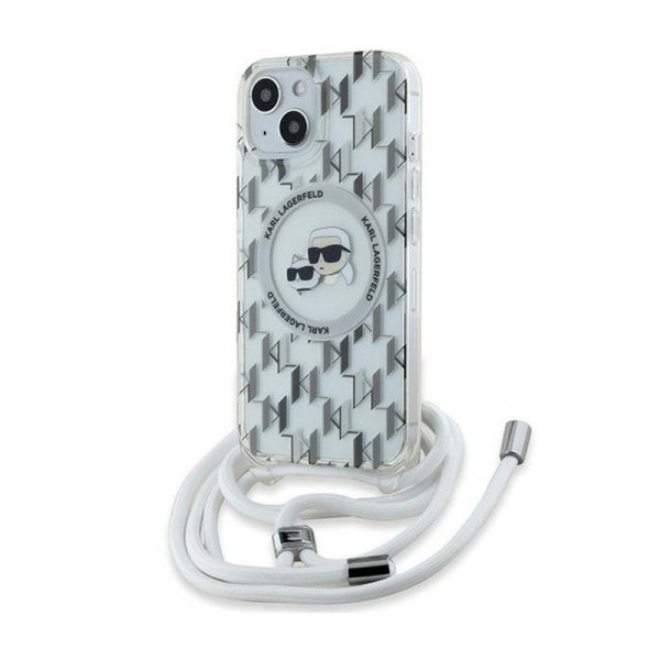 Karl Lagerfeld IML Crossbody Monogram Karl & Choupette Head MagSafe - Etui iPhone 15 / 14 / 13 (przezroczysty)