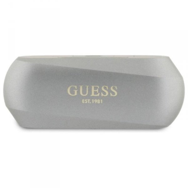 Guess Elongated Metalic Printed Logo - Słuchawki Bluetooth TWS + etui ładujące (szary)
