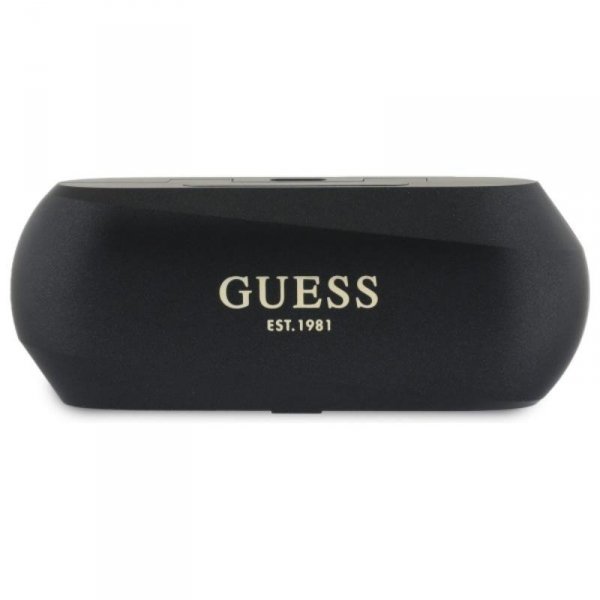 Guess Elongated Metalic Printed Logo - Słuchawki Bluetooth TWS + etui ładujące (czarny)