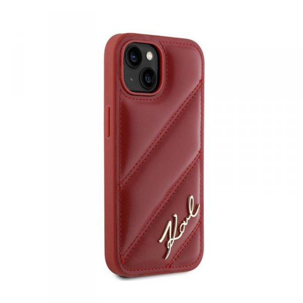 Karl Lagerfeld Diagonal Quilted Script - Etui iPhone 15 / 14 / 13 (czerwony)