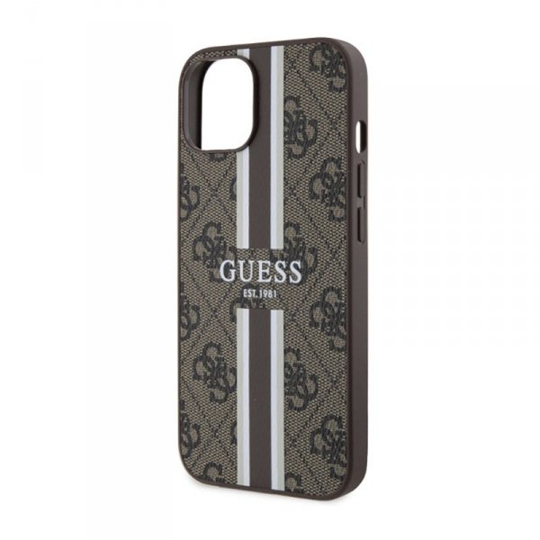 Guess 4G Printed Stripes MagSafe - Etui iPhone 14 (Brązowy)