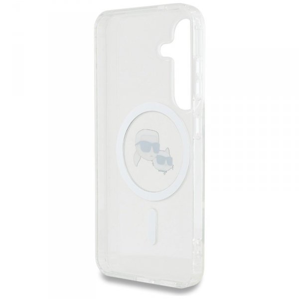 Karl Lagerfeld Button Karl & Choupette Heads Printed Logo MagSafe - Etui Samsung Galaxy S25 (biały)
