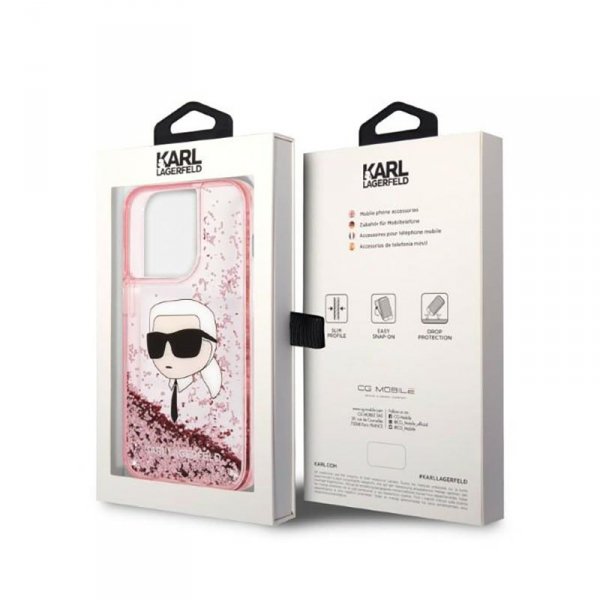 Karl Lagerfeld Liquid Glitter NFT Karl&#039;s Head - Etui iPhone 14 Pro Max (różowy)