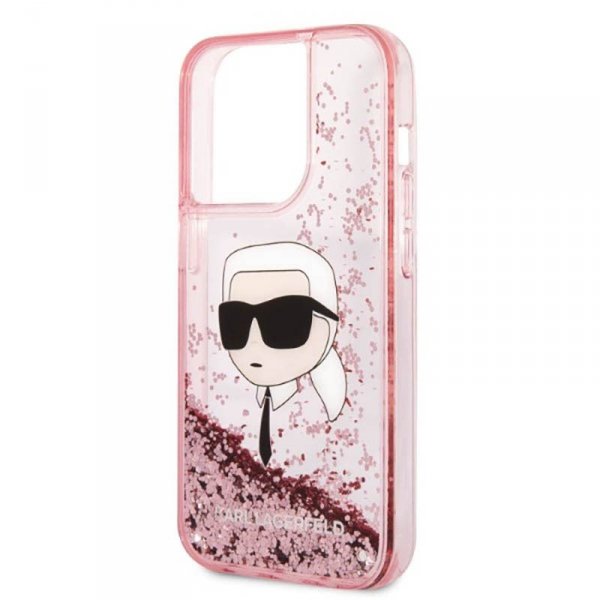 Karl Lagerfeld Liquid Glitter NFT Karl&#039;s Head - Etui iPhone 14 Pro Max (różowy)