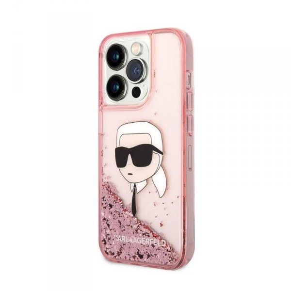 Karl Lagerfeld Liquid Glitter NFT Karl&#039;s Head - Etui iPhone 14 Pro Max (różowy)