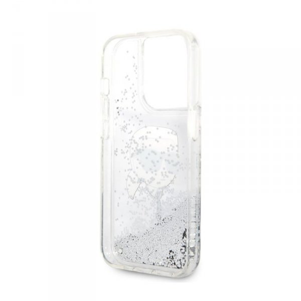 Karl Lagerfeld Liquid Glitter NFT Karl&#039;s Head - Etui iPhone 14 Pro (srebrny)