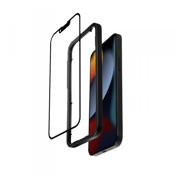 Crong Anti-Bacterial 3D Armour Glass – Szkło hartowane 9H na cały ekran iPhone 16e / iPhone 14 / iPhone 13 / iPhone 13 Pro + ram