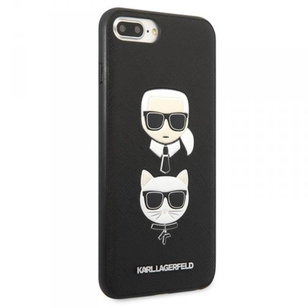 Karl Lagerfeld Saffiano Karl & Choupette Heads - Etui iPhone 8 Plus / 7 Plus (czarny)