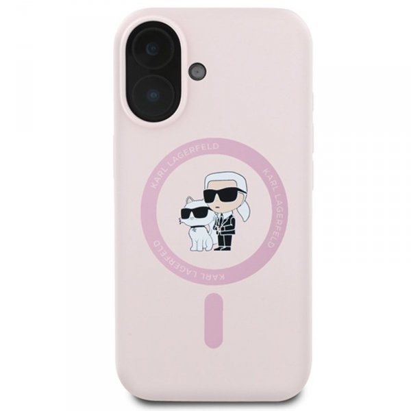 Karl Lagerfeld Silicone Karl & Choupette Ring MagSafe - Etui iPhone 16 (różowy)