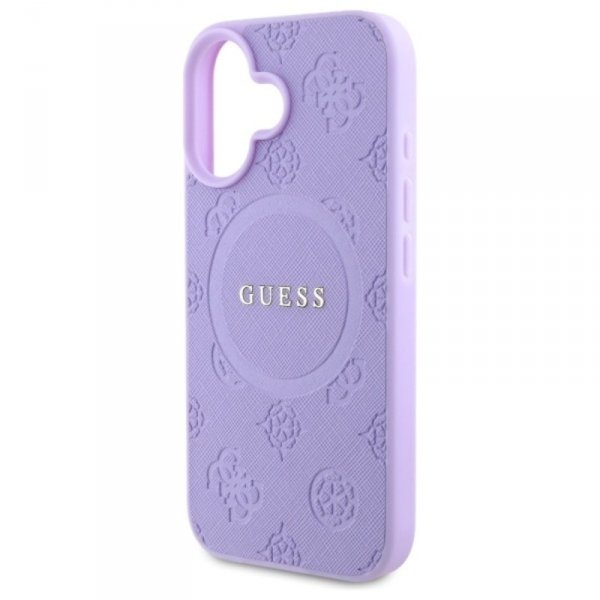 Guess Saffiano Peony Classic Logo MagSafe - Etui iPhone 16 (fioletowy)