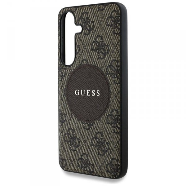 Guess 4G Round Patch Classic Logo MagSafe - Etui do Samsung Galaxy S25+ (brązowy)