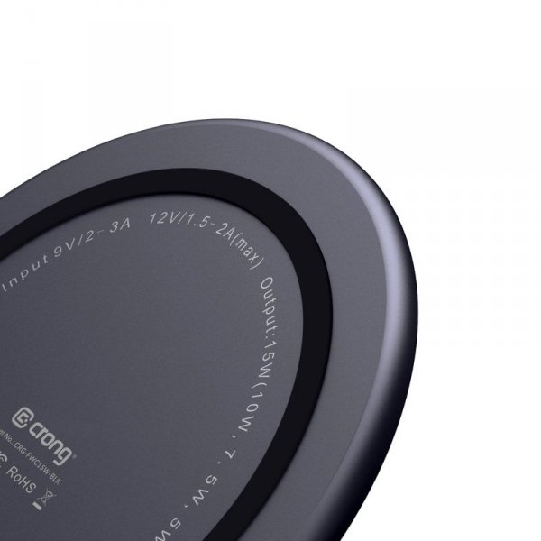 Crong PowerSpot Fast Wireless Charger – Aluminiowa ładowarka bezprzewodowa Qi 15W USB-C z powłoką ze szkła hartowanego (Shadow B