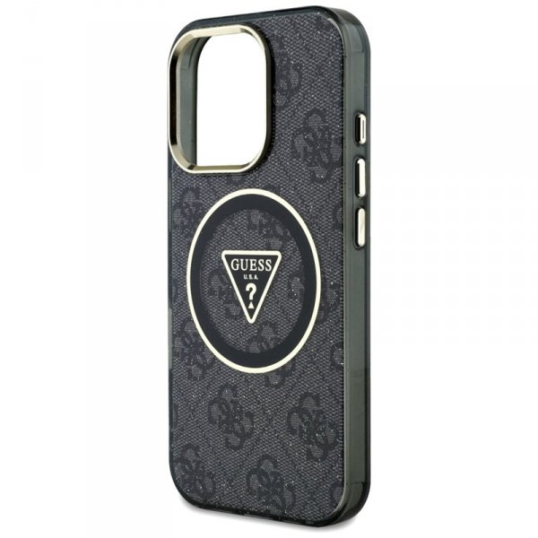 Guess IML Metal Glitter 4G Circle Triangle MagSafe - Etui do iPhone 16 Pro Max (czarny)