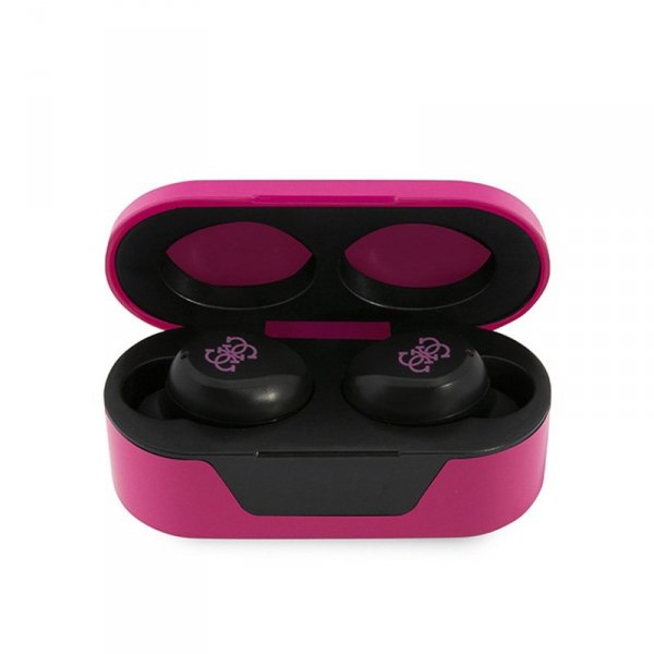 Guess True Wireless Earphones BT5.0 5H - Słuchawki TWS + etui ładujące (magenta)