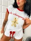 Piżamka świąteczna komplet spodenki + koszulka nadruk piernik świateczny K-07