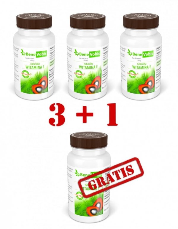 --- ZESTAW 3+1 GRATIS --- Witamina E - 60 kapsułek 