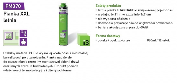 12x Piana Illbruck FM370 880ml montażowa XXL 65L