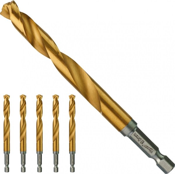 5x Wiertło do metalu ShW HSS-G TiN Red Hex 10.0mm