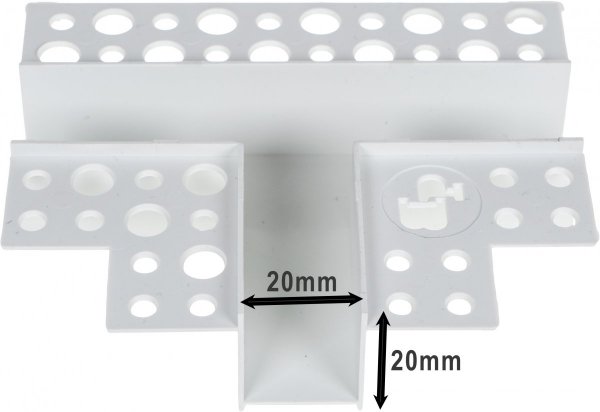 Łącznik T H2 do boni 20x20mm listwy boniowania