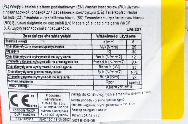 Wkręty ciesielskie talerzowe TX 8x80 drewna 50szt