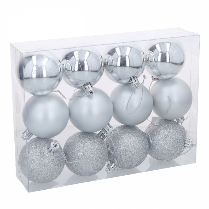 Bombki 12szt 6cm Srebro KR1202E [5op]