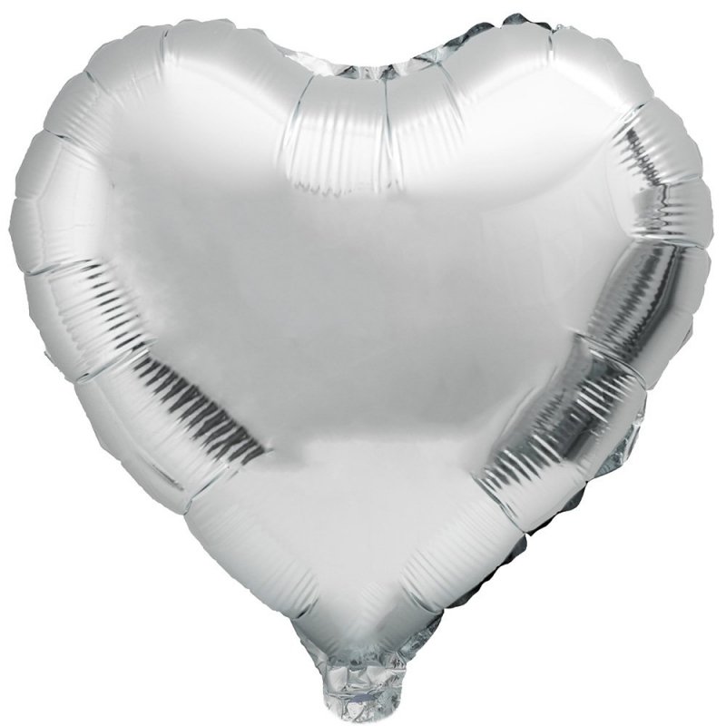 Balon Foliowy Serce Srebro [ Komplet 20 sztuk ]