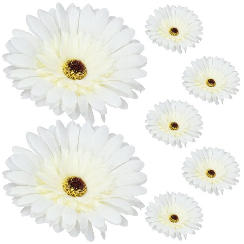 Główki Gerbery (6szt) Biała [ 10 Opakowań ]