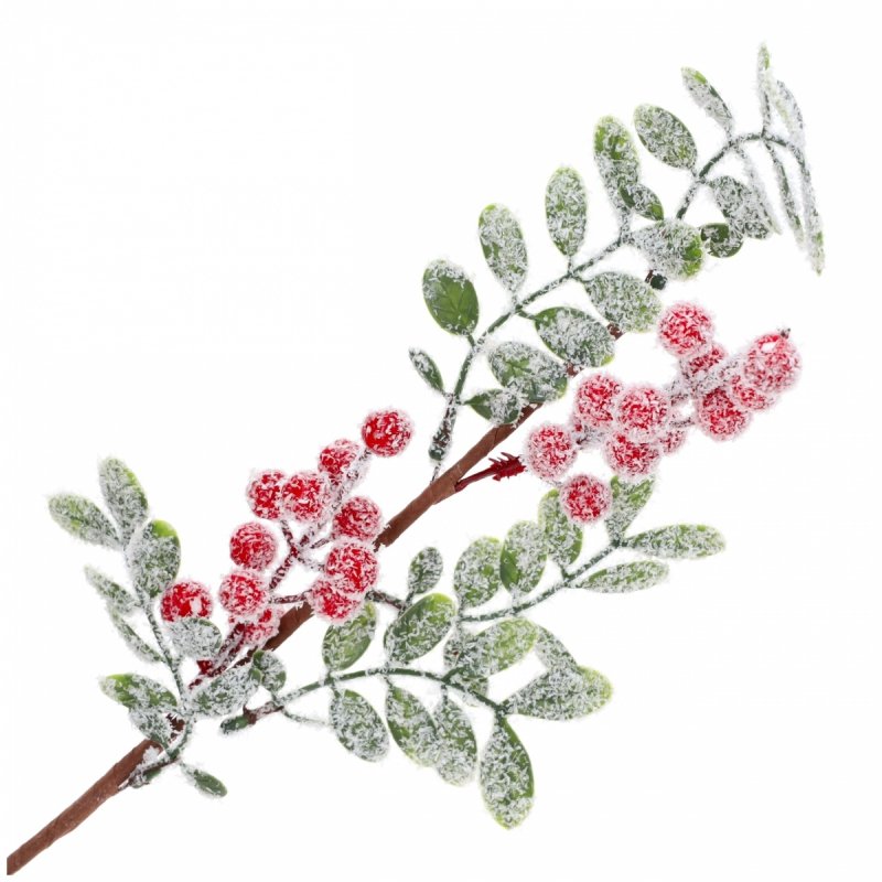 Gałązka Liście/Głód Ośnieżona 67cm KR1741 [55szt]