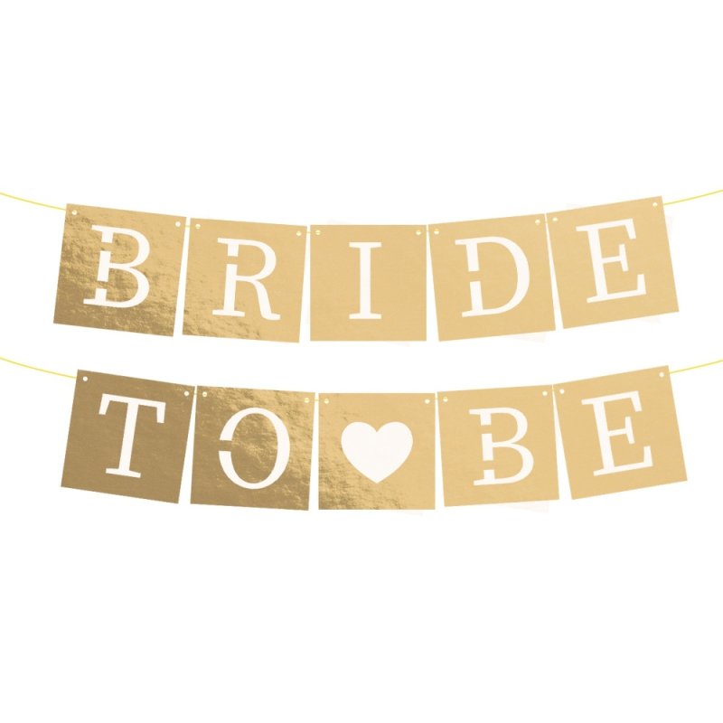 Baner Bride To Be Serca Beermata-Złoto [5opak]