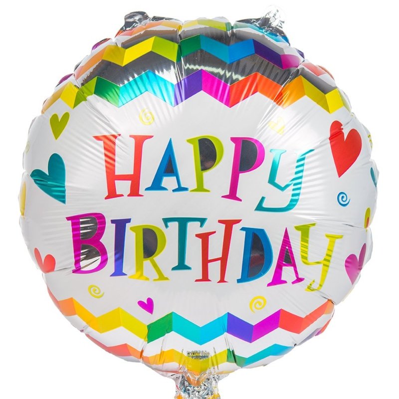 Balon Foliowy Happy Birthday Tęczowy [ 5 Sztuk ]