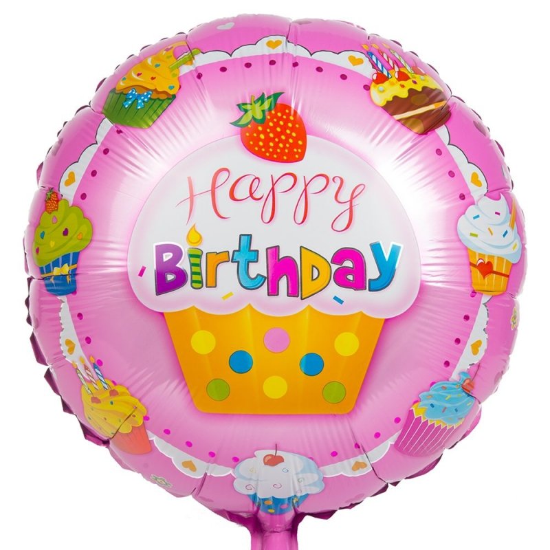 Balon Foliowy Happy Birthday Różowy [ 100 Sztuk ]