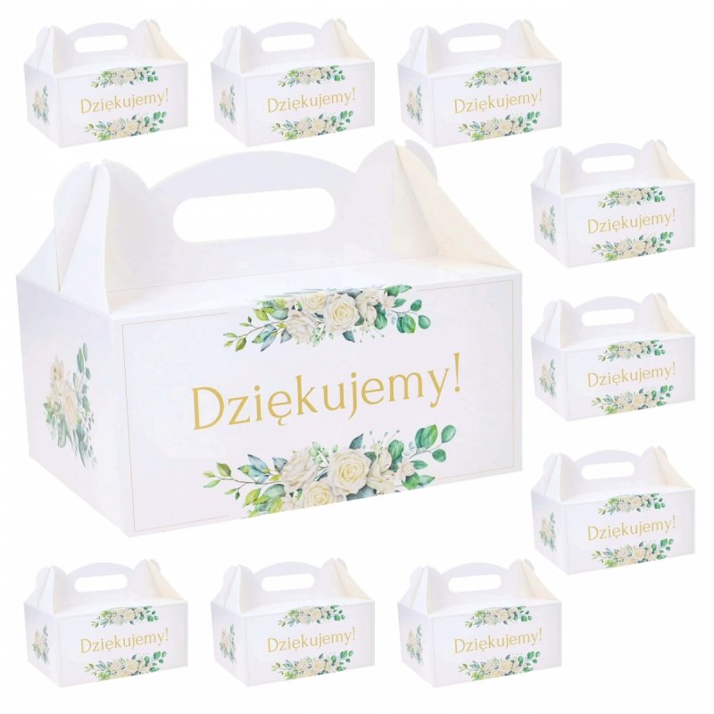 Pudełko Na Ciasto Dziękujemy Kwiaty Zieleń [20op]