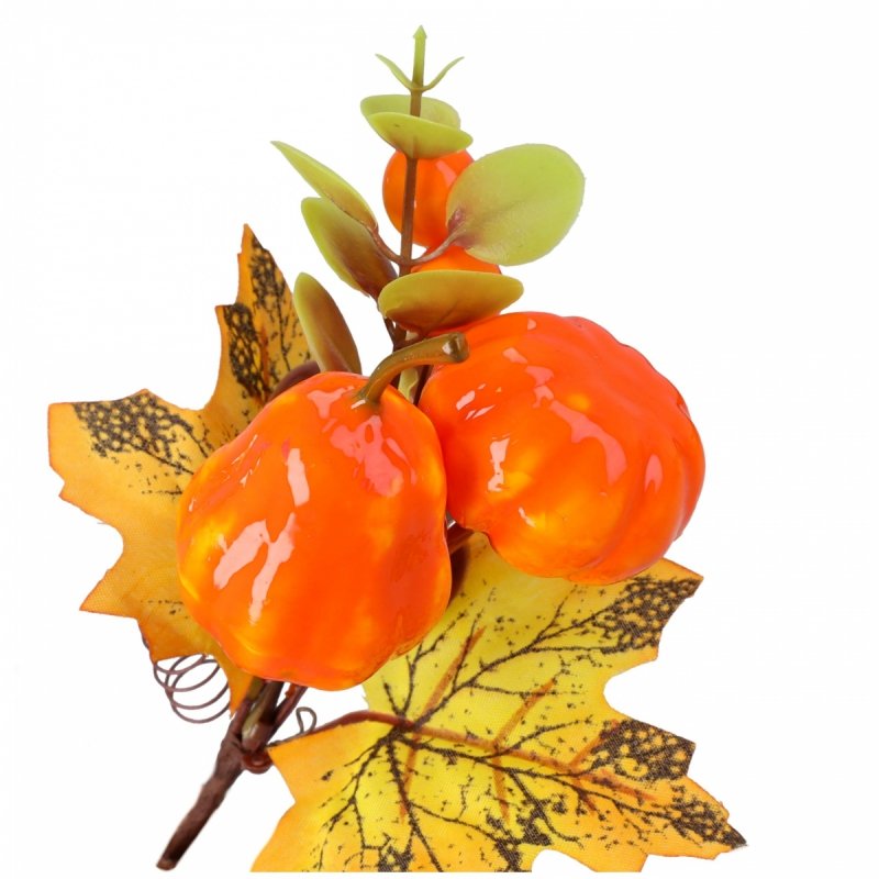 Gałązka Liście Dynia Pomarańcz 16cm KR1570 [80szt]