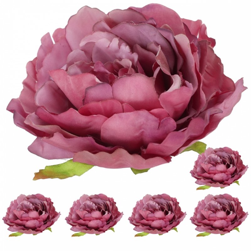 Główki Wyrobowe Peonie 6szt Róż Ciemny Brudny  [5-opak]