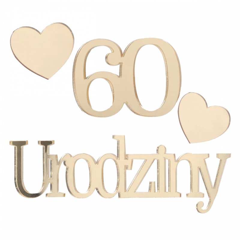 Napis Urodziny+60 Serca [10kompletów]